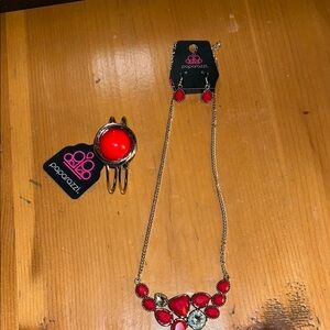 Paparazzi Red and Gold Necklace Set